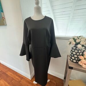Eloquii Chic Black Flared Sleeve Scuba Dress